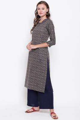 Grey embroidered cotton cotton-kurtis 3