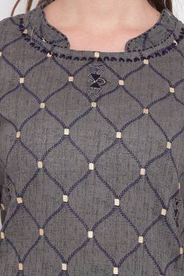 Grey embroidered cotton cotton-kurtis 5