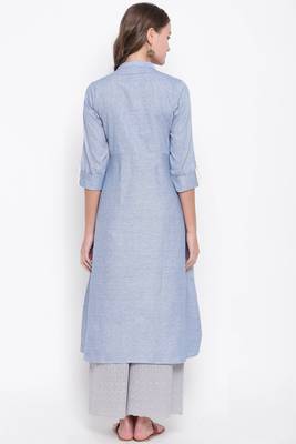 Lavender embroidered cotton cotton-kurtis 2