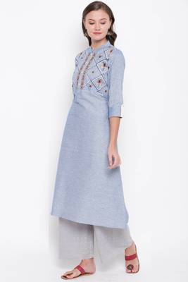 Lavender embroidered cotton cotton-kurtis 3