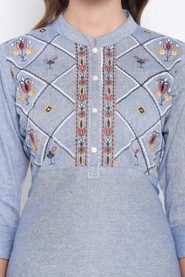 Lavender embroidered cotton cotton-kurtis 4