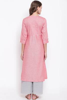 Light pink embroidered cotton cotton-kurtis 2