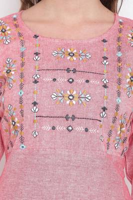 Light pink embroidered cotton cotton-kurtis 5