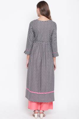 Grey printed cotton cotton-kurtis 2