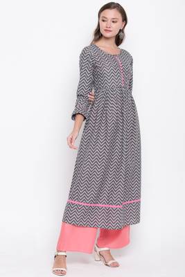 Grey printed cotton cotton-kurtis 3