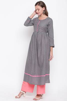 Grey printed cotton cotton-kurtis 4