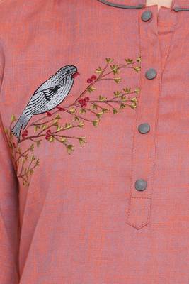 Light brown embroidered rayon ethnic-kurtis 5