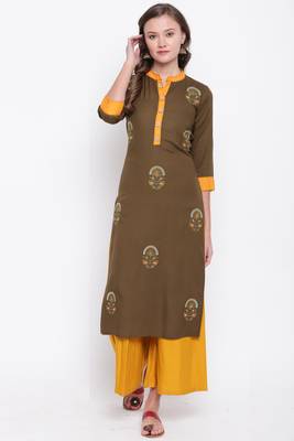 Green embroidered rayon ethnic-kurtis 1