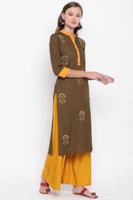 Green embroidered rayon ethnic-kurtis 3