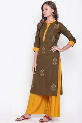 Green embroidered rayon ethnic-kurtis 4