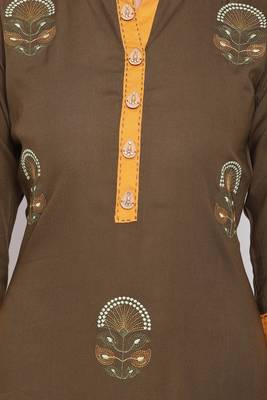 Green embroidered rayon ethnic-kurtis 5