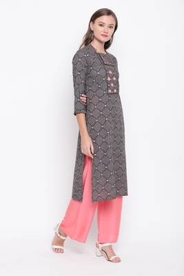 Grey embroidered cotton cotton-kurtis 3