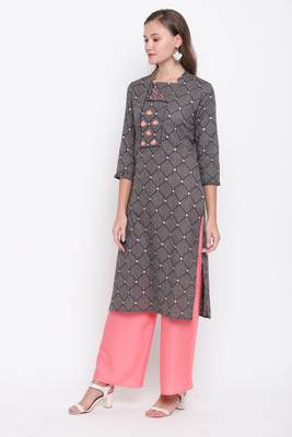 Grey embroidered cotton cotton-kurtis 4