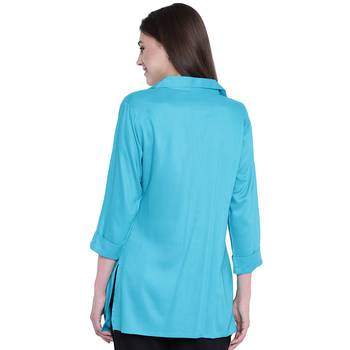 Turquoise plain viscose rayon tunics 2