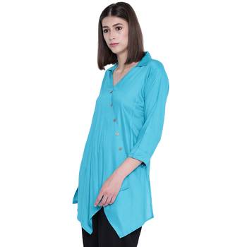 Turquoise plain viscose rayon tunics 3