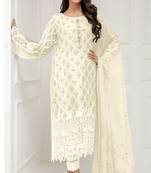 Off-white embroidered georgette salwar