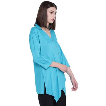 Turquoise plain viscose rayon tunics 4