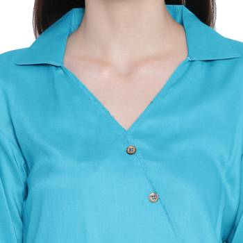 Turquoise plain viscose rayon tunics 5