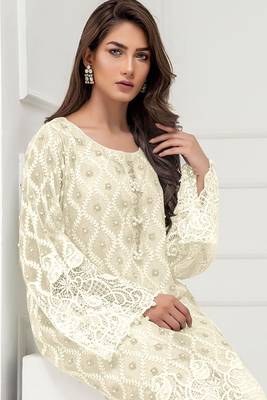 Off-white embroidered georgette salwar 2