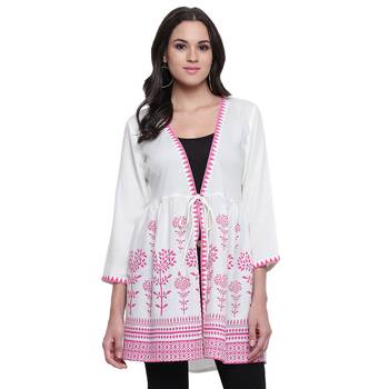 White printed viscose rayon tunics 1