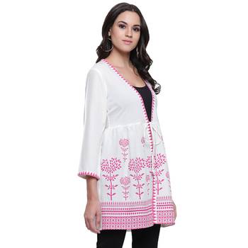 White printed viscose rayon tunics 3