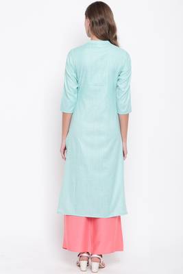 Sky blue embroidered cotton cotton-kurtis 2