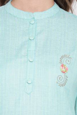 Sky blue embroidered cotton cotton-kurtis 5