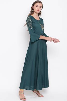 Green embroidered rayon ethnic-kurtis 4