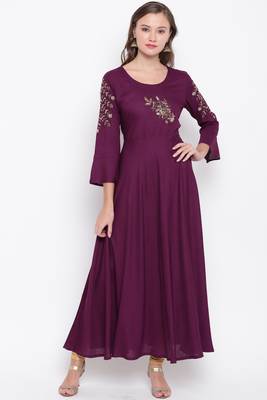 Purple embroidered rayon ethnic-kurtis 1