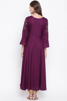 Purple embroidered rayon ethnic-kurtis 2