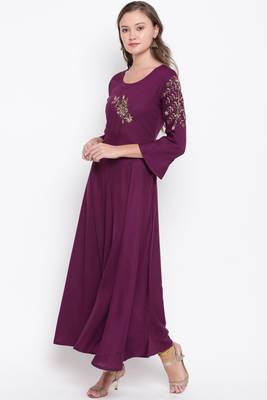 Purple embroidered rayon ethnic-kurtis 4