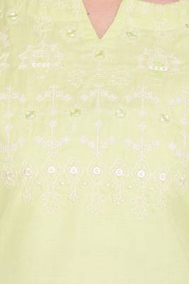 Parrot-green embroidered cotton cotton-kurtis 5