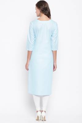 Sky blue embroidered cotton cotton-kurtis 2