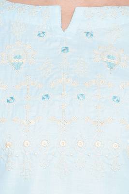 Sky blue embroidered cotton cotton-kurtis 5