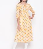 Yellow printed cotton cotton-kurtis