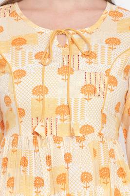 Yellow printed cotton cotton-kurtis 5