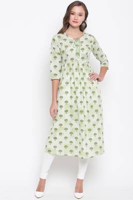 Green printed cotton cotton-kurtis 1