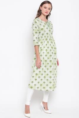 Green printed cotton cotton-kurtis 3