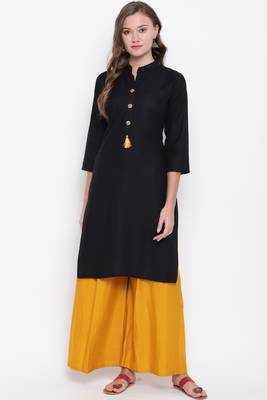 Black plain rayon ethnic-kurtis 1