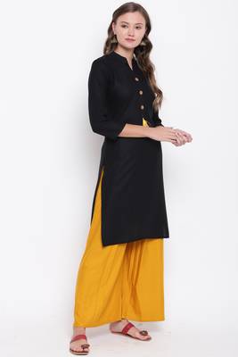 Black plain rayon ethnic-kurtis 3