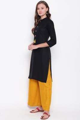 Black plain rayon ethnic-kurtis 4