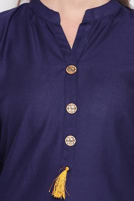 Blue plain rayon ethnic-kurtis 5
