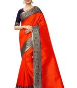 Pink woven art silk saree with blouse