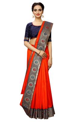 Pink woven art silk saree with blouse 2