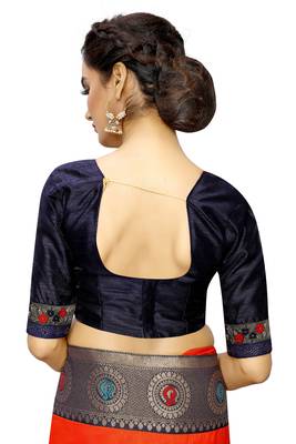 Pink woven art silk saree with blouse 5