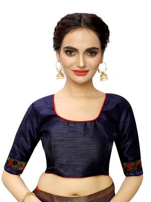 Pink plain art silk saree with blouse 4