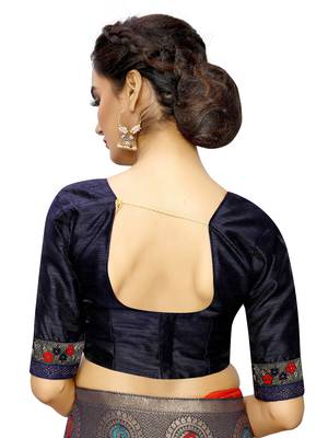 Pink plain art silk saree with blouse 5