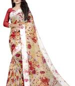 Multicolor woven linen saree with blouse