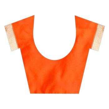 Orange woven banarasi silk saree with blouse 5