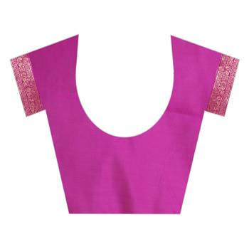 Pink woven banarasi silk saree with blouse 5